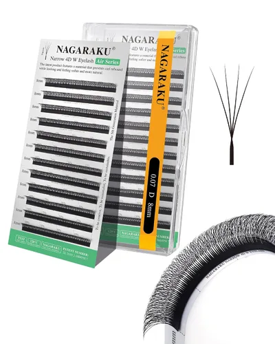 Vista 10 de NAGARAKU Extensiones de pestañas prefabricadas en abanico 3D W 0.05 C 0.315 0.05-C 3D W