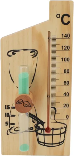 Vista 6 de Karlak Sauna Thermometer Hourglass 15 Minute Sand Timer 0 to 140 Celsius Degree Temperature Wall Mount Sauna Accessory