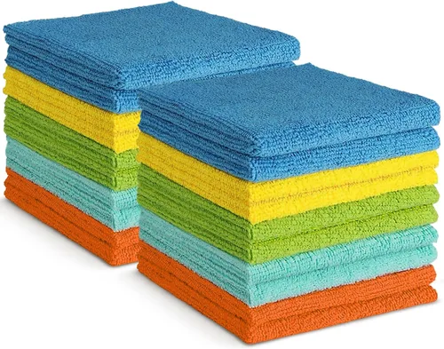 Vista 15 de AIDEA Microfiber Cleaning Cloth Blue-50PK, Soft Absorbent Shop Rags, Microfiber Towels for Cars, Kitchen Towels, Dusting Cloth for Home, Window