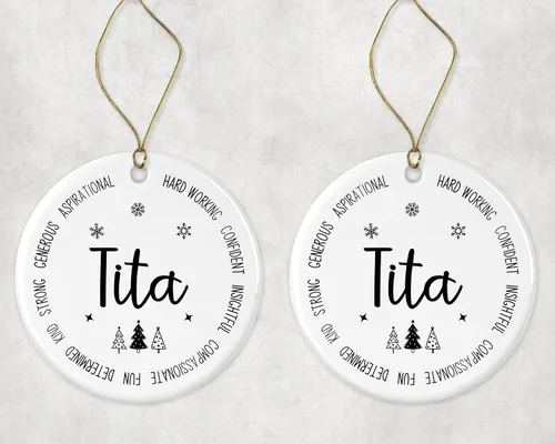 Vista 3 de Adorno descriptivo de Tita, adorno de Tita de la mejor historia, regalo de recuerdo de Navidad de hija o hijo, nuevo adorno de Tita, primero