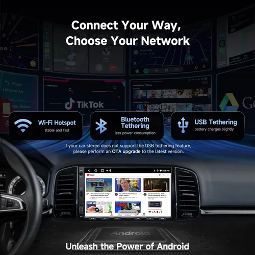 Vista 2 de A5L 7" 2+32GB Android Auto Estéreo de Coche Doble DIN, Cámara de Respaldo LRV y Cámara Dash 1080P DVR, CarPlay/Android Auto Inalámbrico