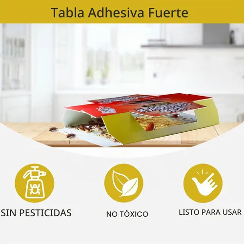 Vista 4 de Tableros adhesivos para cucarachas con cebo de comida natural – Adhesivo extra fuerte, altamente atractivo