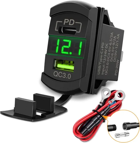 Vista 11 de Nilight Interruptor de palanca con salida USB estilo LED voltímetro conector rápido 12V PD tipo C y USB QC 3.0 para automóviles, reemplazo