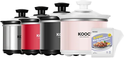 Vista 10 de KOOC Olla de cocción lenta pequeña, 0.60 L, incluye revestimientos gratuitos, olla de cerámica mejorada, reducción de pérdida de nutrientes