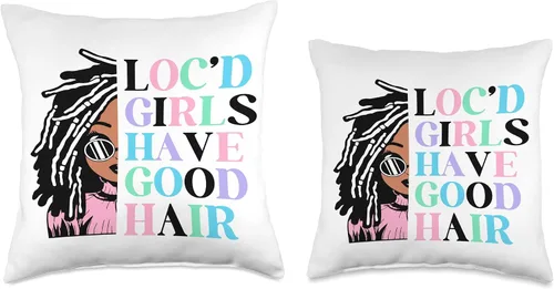 Vista 3 de Locs Afro Dreadlocks Love Beauty Hair Loc'd Good Hair Black American African Girl Throw Pillow, 16x16, Multicolor