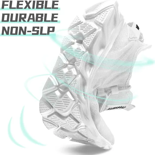 Vista 5 de QIJGS Zapatos deportivos de correr para hombre, para gimnasio, tenis, atléticos, de malla, ligeros, deportivos, a la moda, para entrenamiento