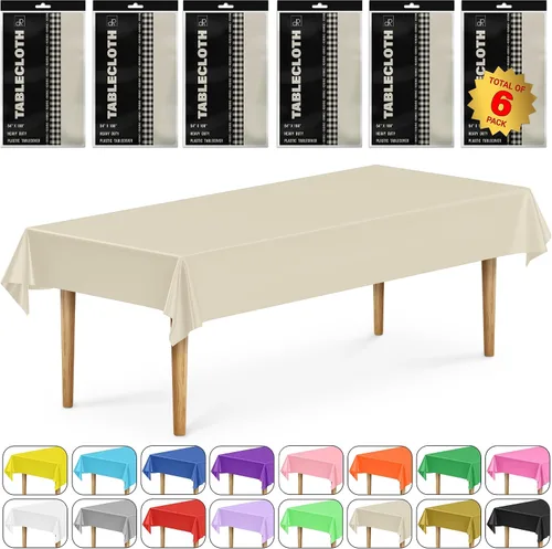 Vista 11 de DecorRack 2 Manteles rectangulares de plástico libres de BPA, 54 x 108 pulgadas, mantel de mesa para comedor, mantel rectangular para fiestas