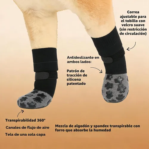 Vista 6 de VALFRID - Calcetines antideslizantes para perros con agarres de doble cara y calcetines de agarre duraderos para perros, suelos de madera dura