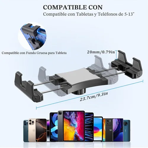 Vista 2 de OHLPRO Soporte para tablet para tablero de automóvil y camión, soporte resistente para iPad con abrazadera de doble resorte y base de taladro, brazo