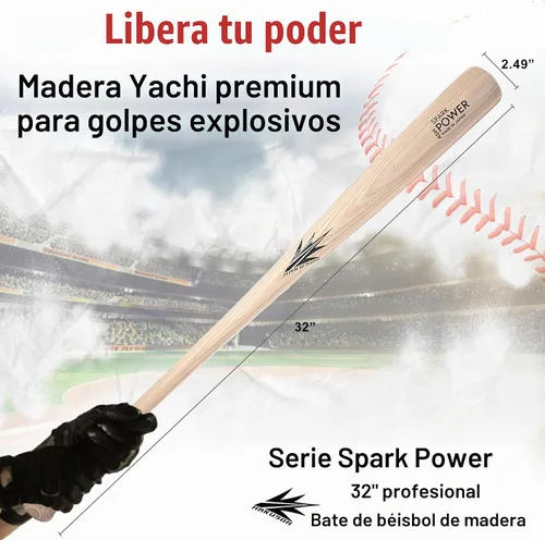 Vista 2 de Bate de béisbol Equipo de bateo de madera de fresno sin pintar Spark Power Hecho en Japón
