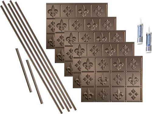 Vista 8 de FASÄDE Fleur de Lis - Kit decorativo de vinilo para salpicaduras de 15 pies cuadrados, color blanco brillante