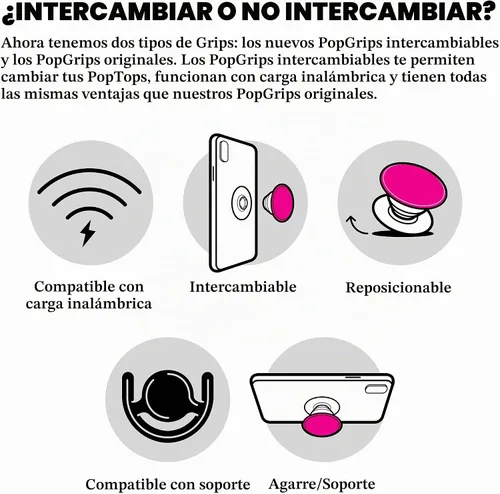 Vista 9 de PopSockets: PopGrip - Soporte extensible y agarre con tapa intercambiable para teléfonos y tabletas, metal martillado plateado