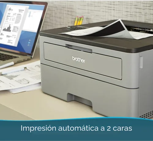Vista 3 de Impresora láser compacta monocromática Brother, HL-L2350DW, impresión inalámbrica, impresión dúplex a dos caras, incluye prueba de suscripción