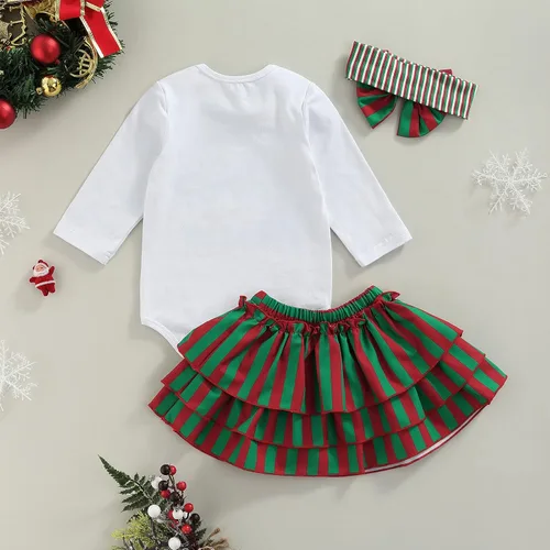 Vista 20 de Sasaerucure Conjunto de ropa de 2 piezas para bebé y niña pequeña con falda tutú a rayas