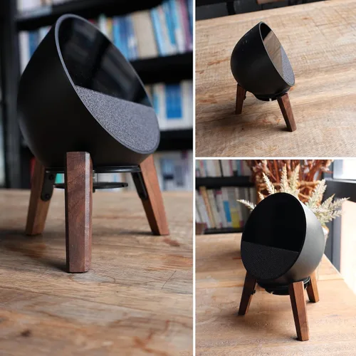 Vista 8 de Soporte de Escritorio para Altavoces Compatible con Echo Spot y Homepod Mini, Patas de Madera, Soporte de Montaje Protector para Todos los Tamaños