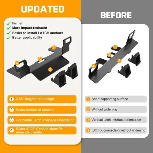 Vista 4 de ISOFIX Soporte Universal de Montaje para Asiento de Automóvil, Kit de Anclaje de Seguridad para Asiento de Niño, Soporte de Interfaz de Cierre