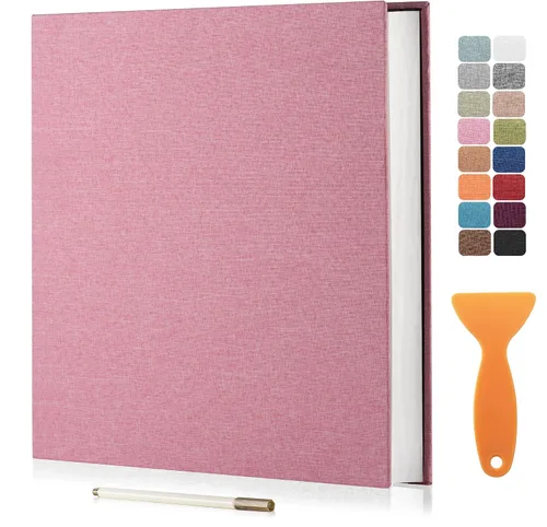 Vista 19 de Álbum autoadhesivo para fotos de 4 x 6 pulgadas, álbum de recortes con cubierta de lino magnética, 30 páginas adhesivas en blanco, para familiares