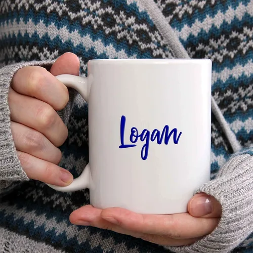 Vista 2 de Logan Taza de café – Taza de cerámica personalizada con nombre, taza personalizada, regalo personalizado de cumpleaños/Navidad, regalo