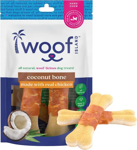 Vista 8 de Coconut Bones - Golosinas de coco naturales para mascotas de primera calidad para perros, masticables saludables para cachorros, ricos en vitaminas