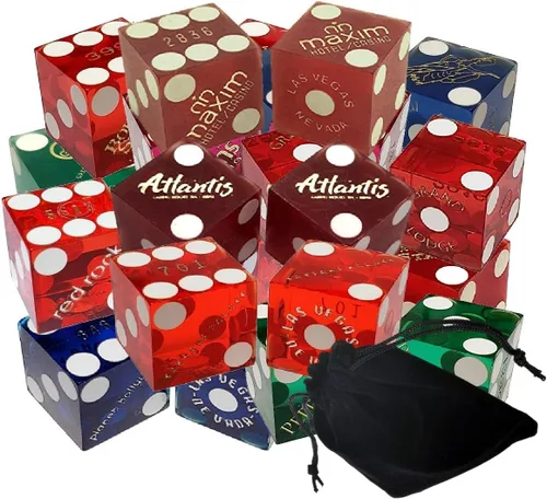 Vista 9 de Authentic Nevada Casino Dice Set 19mm Craps Dice (3 Pairs, 6 Dice) Table-Played Mixed Assortment Lake Tahoe Casinos
