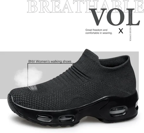 Vista 4 de Raoendis Zapatos de caminar para mujer Zapatos deportivos tipo calcetín para uso diario casual, zapatos cómodos de trabajo de enfermería