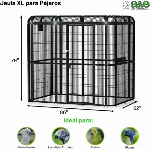 Vista 2 de A&E Cage Co WI8662 - Pajarero para loros, 86 x 62 x 79 pulgadas