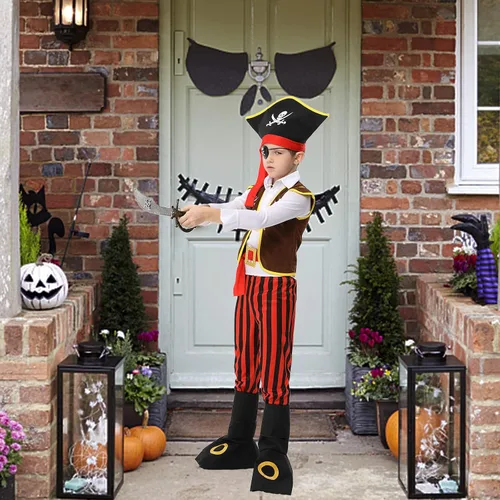 Vista 5 de Disfraz de pirata para niños, juego de rol de pirata, disfraz de pirata para Halloween