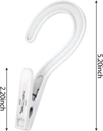 Vista 2 de Ganchos para ropa sucia, ganchos para botas, pasadores de ropa de plástico, clips para baño, viajes, portátil, color blanco (24 unidades)