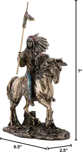 Vista 7 de Top Collection Mandan Indian Chief Statua - Escultura nativa americana en bronce fundido en frío de alta calidad, figura coleccionable de la tribu