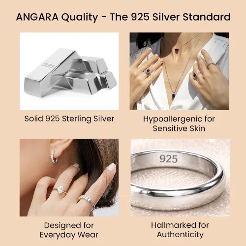 Vista 5 de Angara Round Pearl Solitaire Pendant with Diamond for Women Plata esterlina