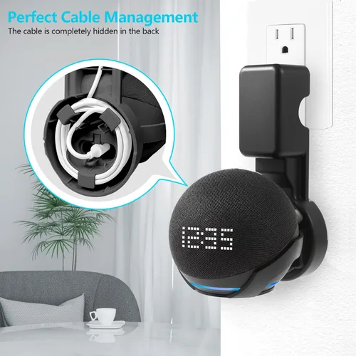Vista 4 de ZUOLACO Soporte de pared para Echo Dot de 5ª generación, soporte de enchufe para Echo Dot (5ª y 4ª generación), accesorios de puntos que ahorran
