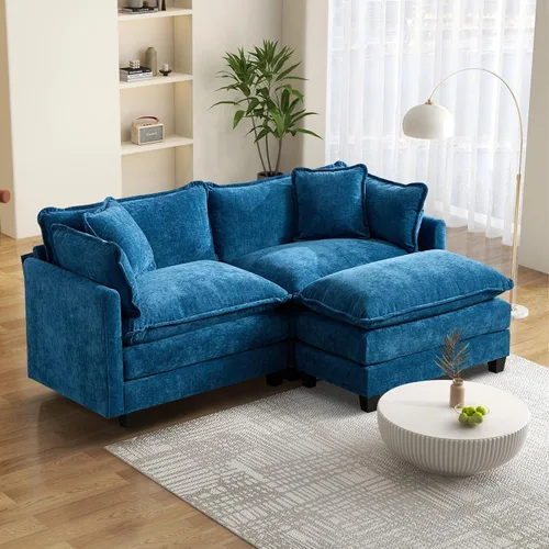 Vista 81 de Sofá seccional modular convertible de 76.7", sofás de dos plazas de chenilla con asiento profundo y cojines tipo loveseat para sala de estar, Beige