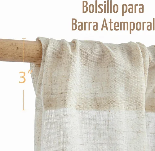 Vista 8 de Jinchan - Cortinas de lino texturizado para cocina, 24 pulgadas, natural, 2 paneles Mezcla de lino beige natural