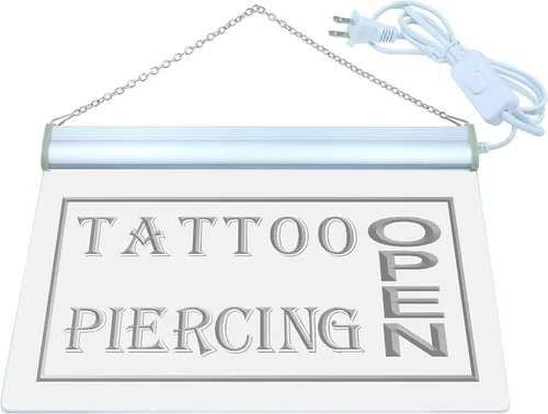 Vista 2 de ADVPRO i213-b Open Tattoo Piercing Shop Nuevos letreros de luz de neón