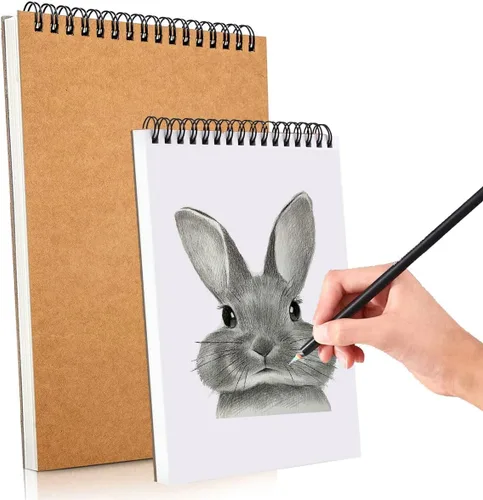 Vista 7 de Cuaderno de bocetos, papel de dibujo de 5.5 x 8.5 pulgadas, encuadernado en espiral, encuadernado (98 libras/5.64 oz/m²), paquete de 1, cuaderno