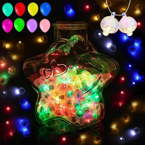 Vista 23 de 50 mini luces LED, globos de luz LED para decoraciones de fiesta, luces de fiesta de neón para linterna de papel, huevos de Pascua, fiesta de Rojo