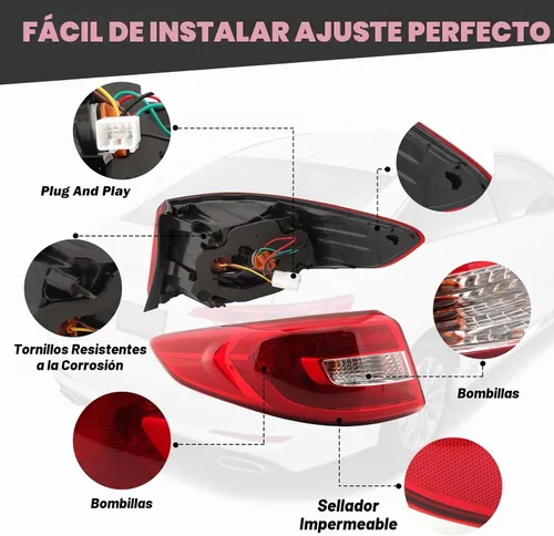 Vista 2 de Luz trasera compatible con Hyundai Sonata 2015 2016 2017 sustituye a 92401C2000 HY2804129 (lado izquierdo del conductor)