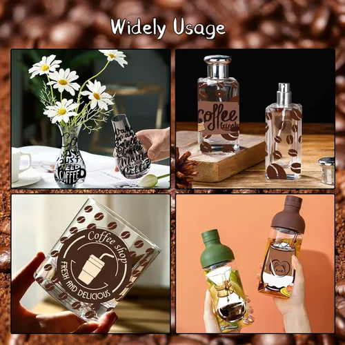 Vista 4 de KJMYYXGS Adhesivo de transferencia UV DTF, 5 hojas de café frotado en transferencias para tazas de vidrio de 16 onzas y calcomanías decorativas