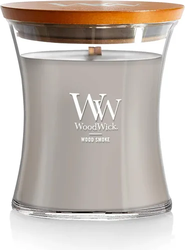 Vista 10 de WoodWick Santal Myrrh - Vela grande en frasco con forma de reloj de arena, cera de mezcla de soya prémium, mecha de madera Pluswick Innovation