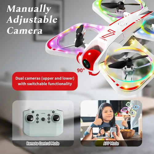 Vista 9 de A ALPHA Drone para niños con cámara 720P, juguete Quadcopter con luces LED
