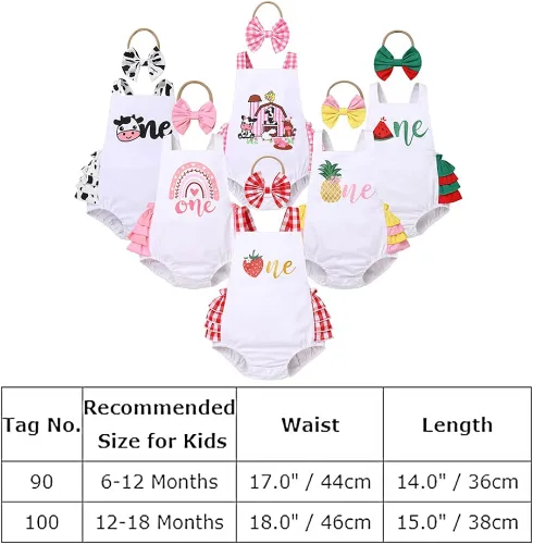 Vista 6 de IMEKIS Conjunto de ropa para bebé niña de primer cumpleaños con diadema de verano para sesión de fotos