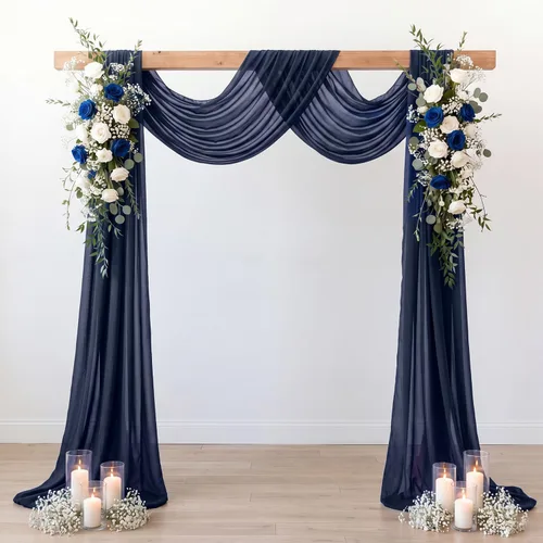 Vista 9 de FANPROMS Cortinas de gasa para arco de boda, 2 paneles de 18 pies, cortinas de gasa transparente para ceremonia, 6 yardas, tela drapeada para arco