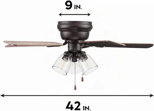 Vista 5 de Portage Bay - Ventilador de techo Renton, 42 pulgadas, bronce, para interior, con 3 luces LED transparentes, múltiples aspas, focos E26/B11