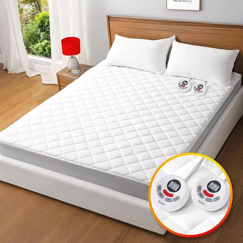 Vista 10 de Protector de colchón térmico tamaño individual, protector de colchón eléctrico con funciones de precalentamiento, calentador de cama con controlador