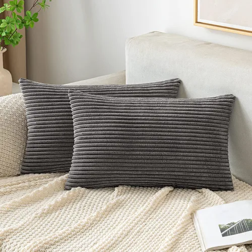 Vista 7 de EMEMA Fundas de Cojines Decorativos de Pana Suave a Rayas Cuadradas, Fundas de Almohadas de Primavera para Sofá, Dormitorio, Silla, Automóvil 16 x