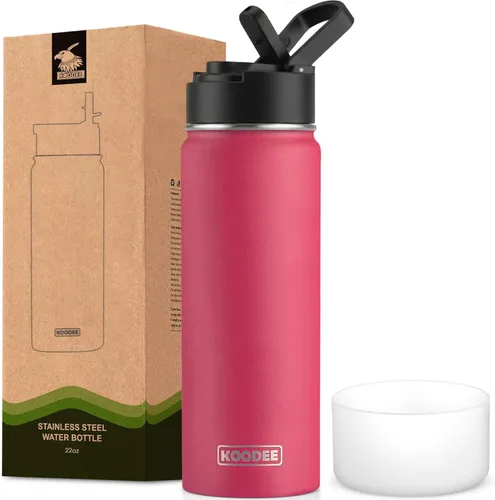 Vista 105 de koodee Botella de agua para niños, botella de agua de acero inoxidable de 12 onzas con aislamiento al vacío para la escuela, botella de agua de boca