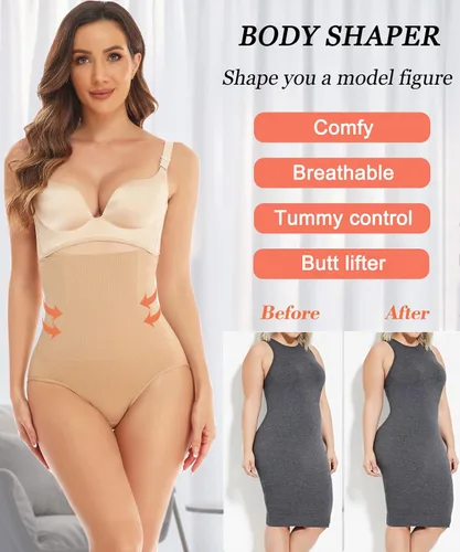 Vista 4 de Bragas moldeadoras para mujer con control de abdomen levantamiento de glúteos cintura alta moldeador de cintura