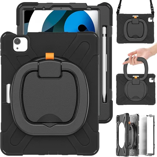 Vista 16 de Funda para iPad Air de 3ª generación – Funda resistente para niños con soporte giratorio, soporte para lápices y correa de transporte para iPad
