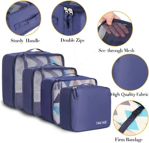 Vista 4 de BAGAIL - Conjunto de 7 u 8 bolsas y maletines organizadores de equipaje, ideales como accesorios de viaje