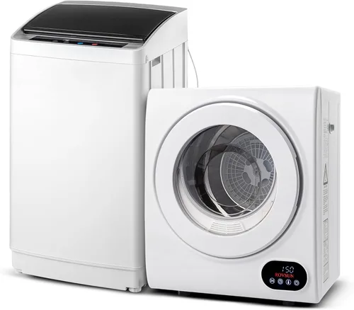 Vista 12 de ROVSUN Secadora de Ropa Portátil de 1.5 Pies Cúbicos y Lavadora Completamente Automática de 17.6 Libras, Juego Combinado de Lavadora y Secadora
